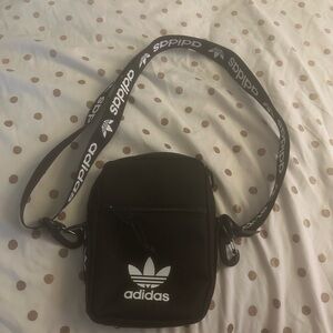 Adidas Black Mini Bag with White Strap Logo